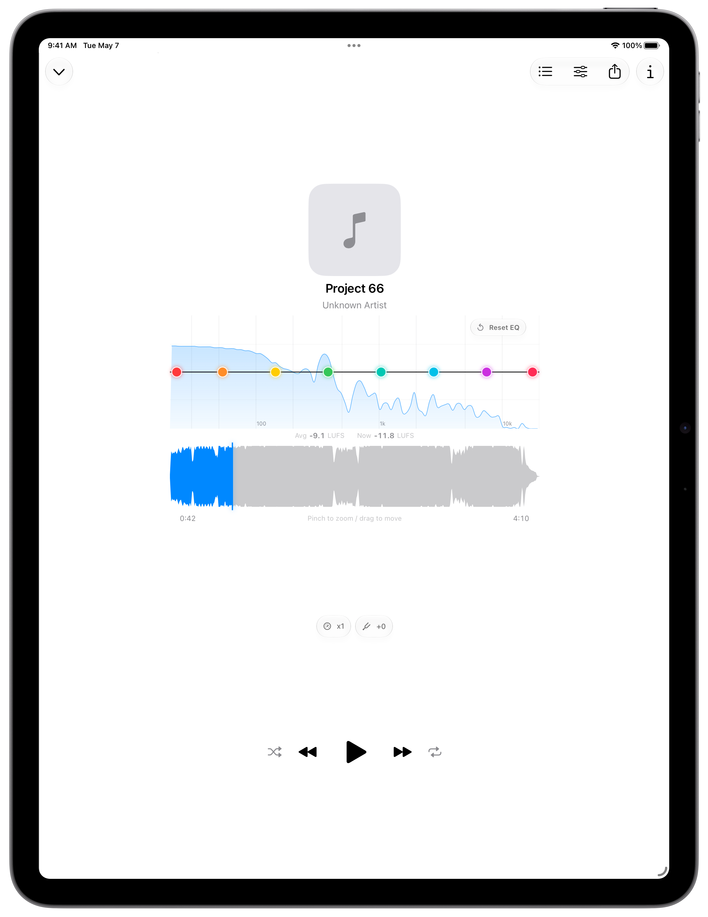 iPad playback screen