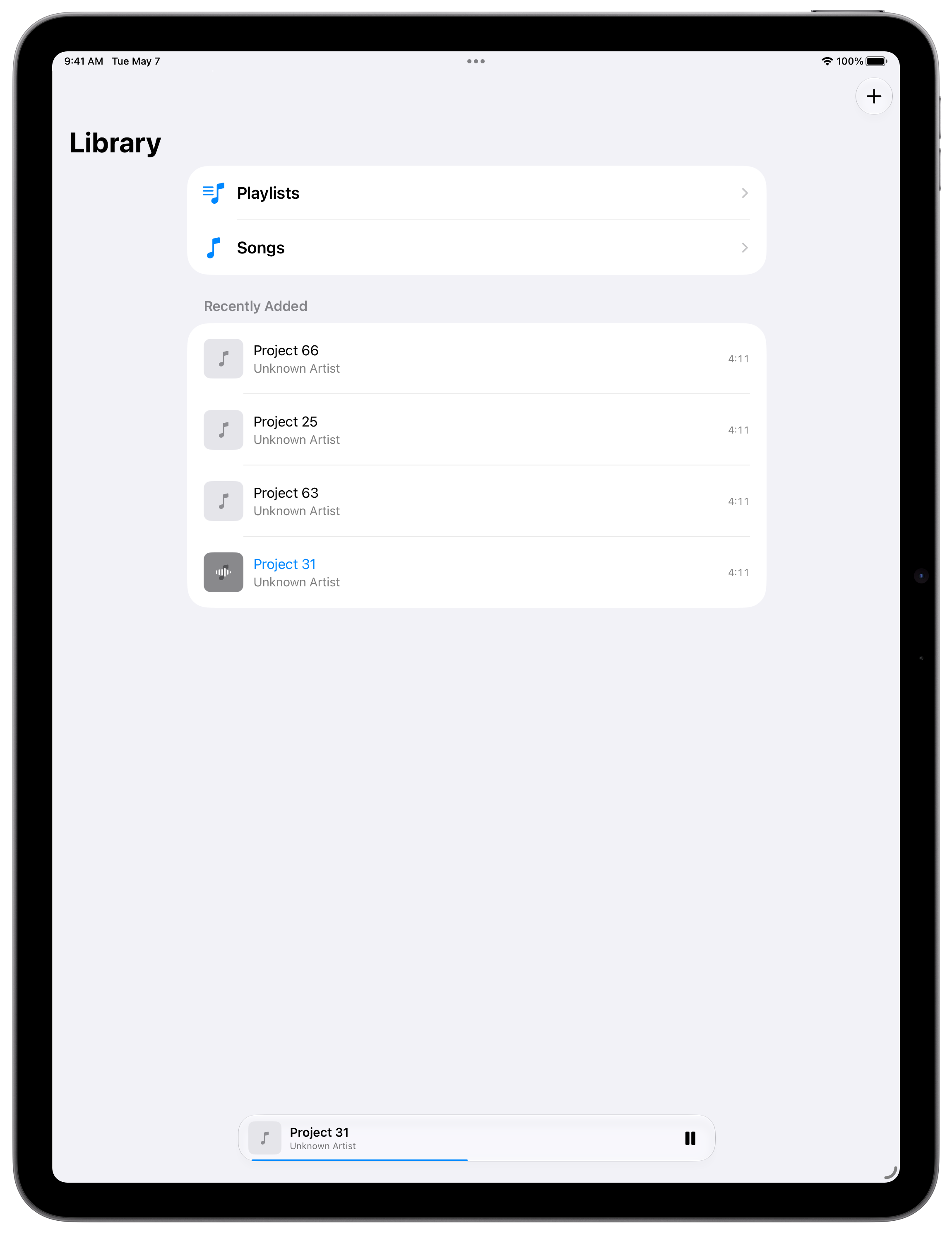 iPad song list